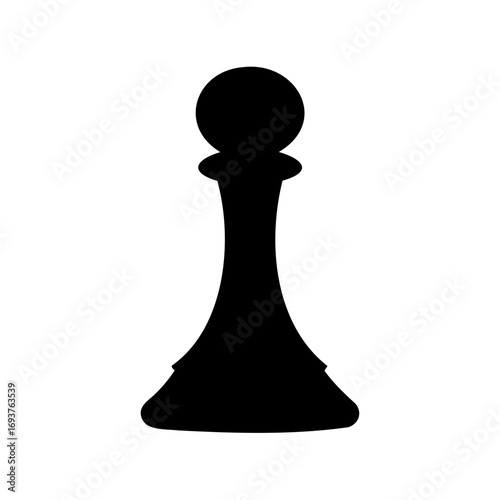 A simple black and white illustration of a chess pawn silhouette