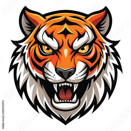 Fierce Tiger Head - Vector Illustration