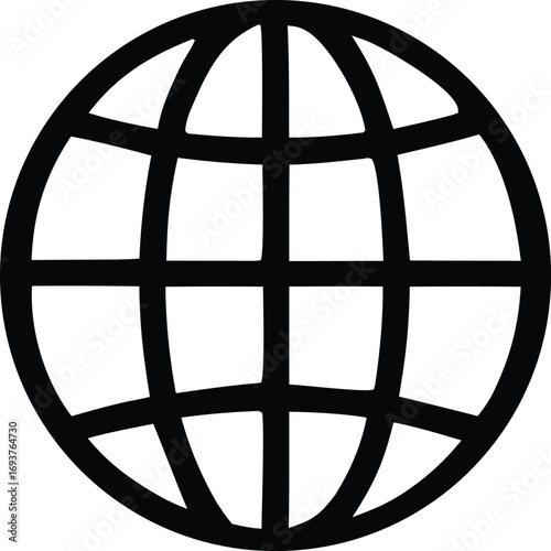 Simple globe icon representing global internet connectivity and world wide web access digital communication symbol