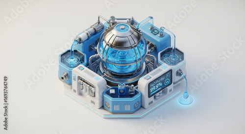 Advanced water purification system futuristic technology concept for clean water solution design element