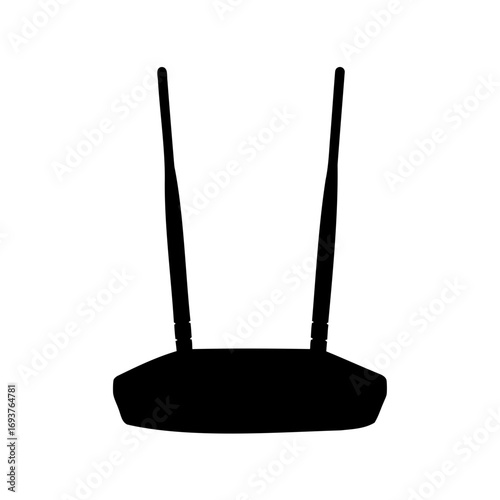Silhouette of a modern wireless internet router for fast connection