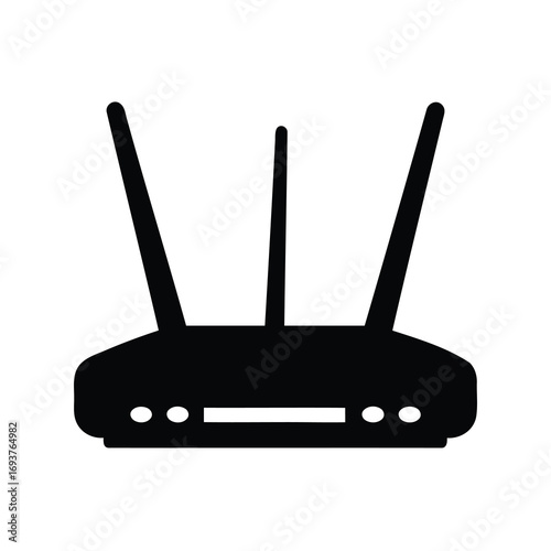 Black silhouette representation of a modern wireless internet router and access point