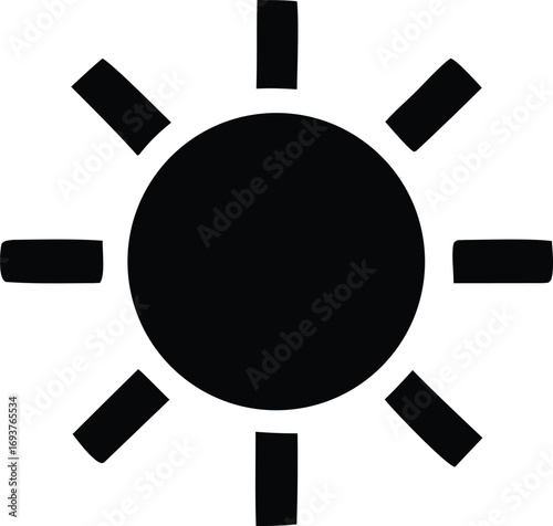 Simple sun icon bold geometric symbol solar radiance celestial body energy symbol daytime star emblem