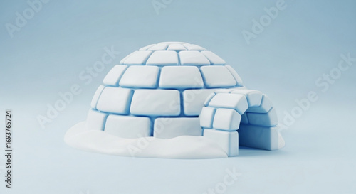 Igloo snow house winter arctic home ice dwelling eskimo shelter cold weather building structure design 3d render