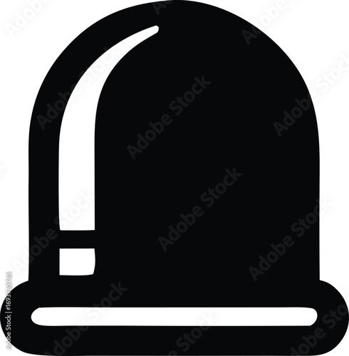 Bold black silhouette icon of a classic bullet head with rim for ammunition and firearm concepts