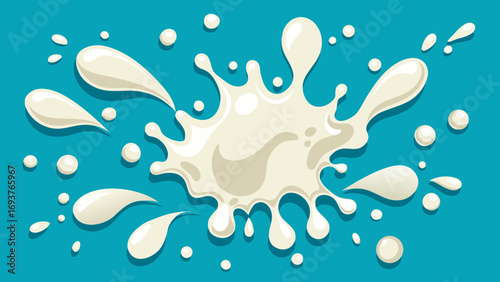 Vector art of milk splash, vector illustration of white liquid drop, dairy product, yogurt or cream, abstract shape, stain, blob, spot