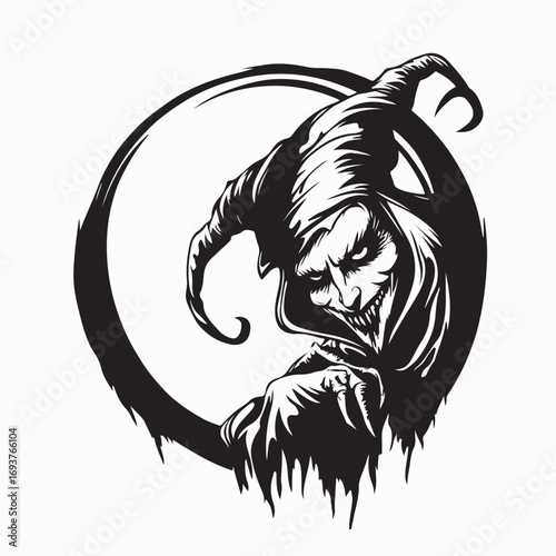 Medieval Royal Jester Wearing Black Costume Vector Illustration for Design