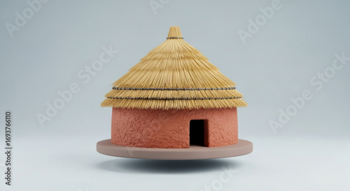 Authentic african hut with thatched roof traditional village house architecture and design stock image and photo