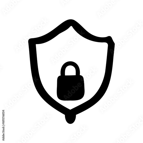 Security shield with padlock inside protection from unauthorized access safety guarantee