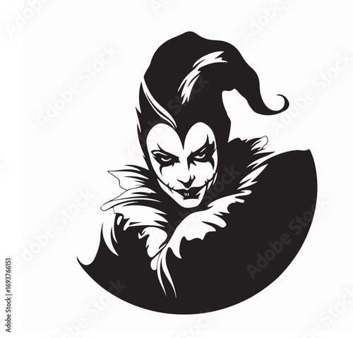 Medieval Royal Jester Wearing Black Costume Vector Illustration for Design