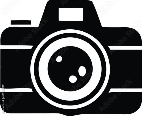 Classic camera icon simple silhouette graphic capturing memories and photography essentials