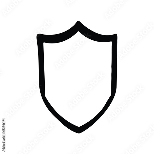 A HandDrawn Artistic Depiction of a Shield Shape in Bold Black Outline