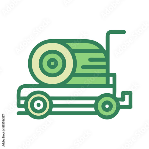 Bale loader icon in flat green style for agriculture use