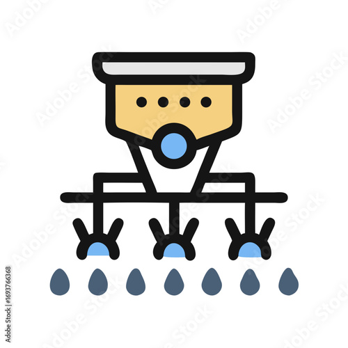 Agricultural irrigation machine icon in flat style