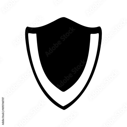 Minimalist shield icon representing security, protection and defense for applications software