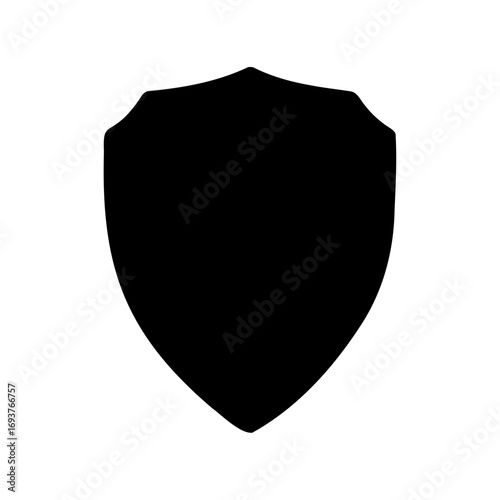 Bold black heraldic shield emblem symbolizing protection, defense, security and strength