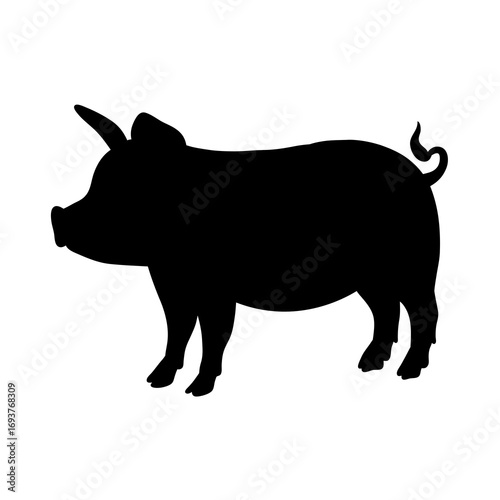 pig silhouette isolated on transparent background 