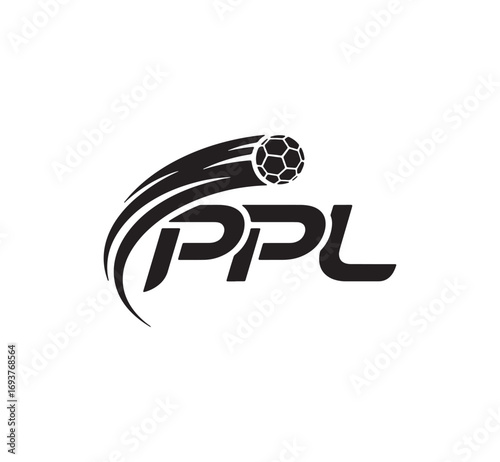 Ppl sports logo with soccer ball action dynamic swoosh and bold text
