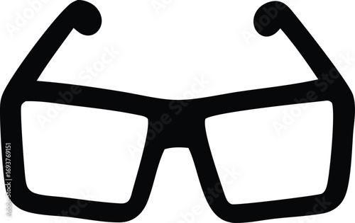 Simple black outline of eyeglasses symbolizing vision clarity and intellectual style for modern design applications