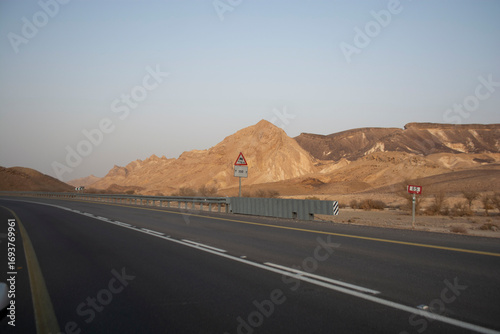 Photography road in the desert on a clear day