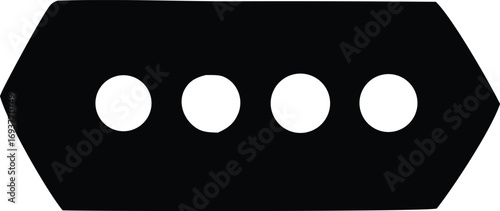 Simple black arrow shape with four white dots interior design element symbol abstract graphic concept