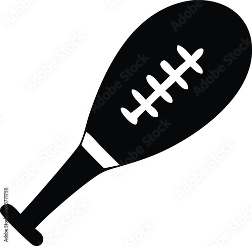Black silhouette of a hurling stick with a gaelic football head representing irish sports and athleticism