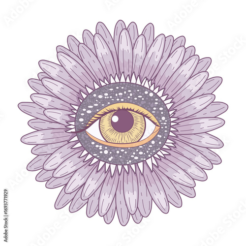 A flat style illustration showing mystic eye 
