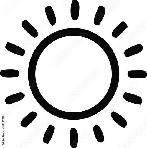 Hand-drawn style sun icon simple outline graphic warmth sunshine celestial body daylight symbol for design projects