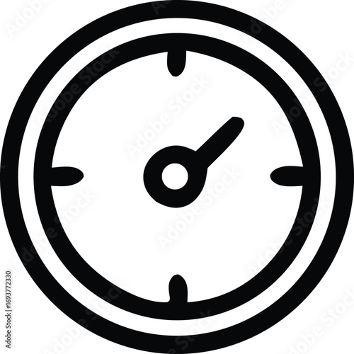 Simple clock face icon representing time management or speed in a clear and concise visual format for various applications.