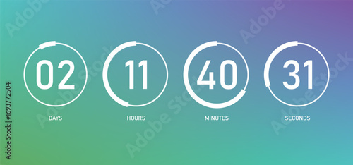 Countdown clock counter timer. coming soon or under construction website page time remaining count down. digital clock hour, minutes and seconds. customizable timer
