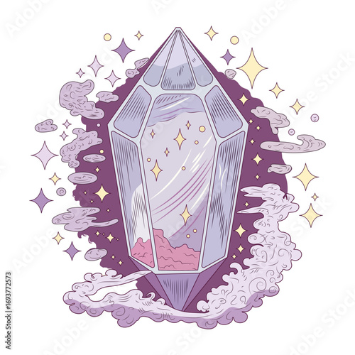 A flat style illustration representing crystal 
