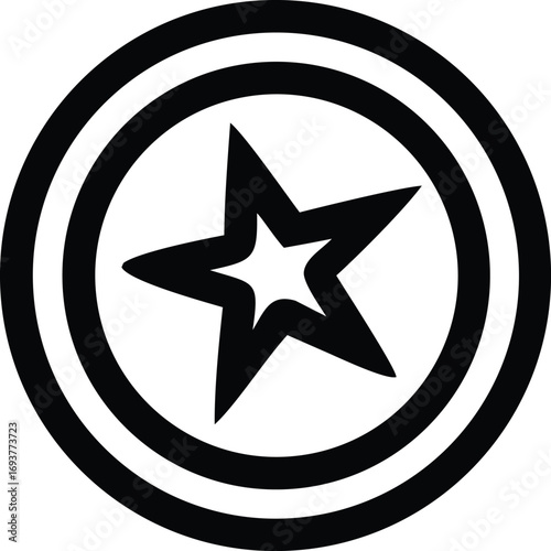 Classic captain america style star shield emblem a striking circular design with a bold star at its center symbolizing patriotism and heroism for graphic projects