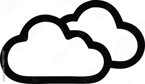 Simple cloudy icon representing weather forecasts and atmospheric conditions for digital and print design applications