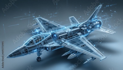Futuristic Fighter Jet: Digital Blueprint