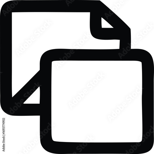Simple hand-drawn icon representing copying or duplication for digital and print projects clean outline style