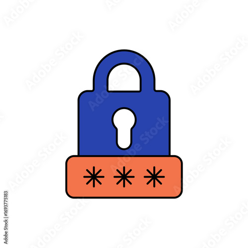 password icon outline editable stroke line drawing eps