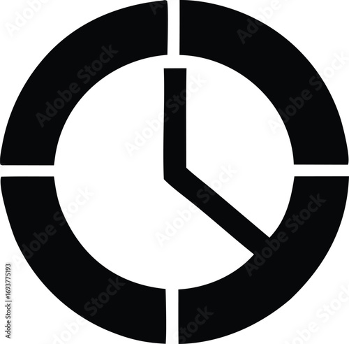 Simple black clock icon represents time management efficiency and punctuality for business and personal use