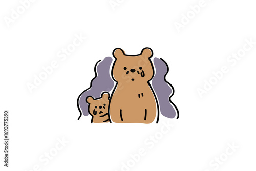悲しむヒグマの親子