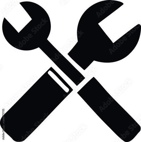Crossed wrenches icon symbol for tools repair maintenance engineering construction and mechanical services isolated graphic element