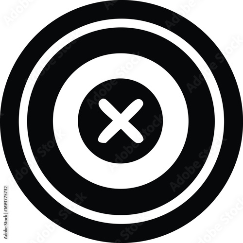 Simple graphic design of a target with an x in the center for accuracy and precision concepts game shooting