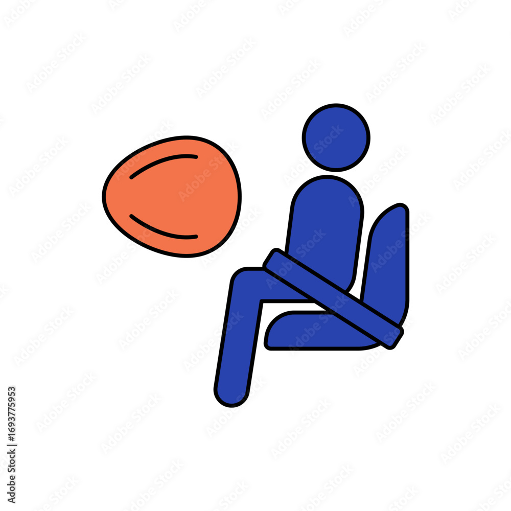 Fototapeta premium airbag icon outline editable stroke line drawing eps