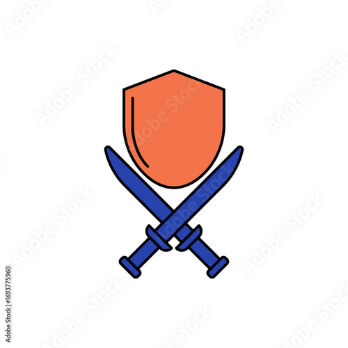 defense icon outline editable stroke line drawing eps