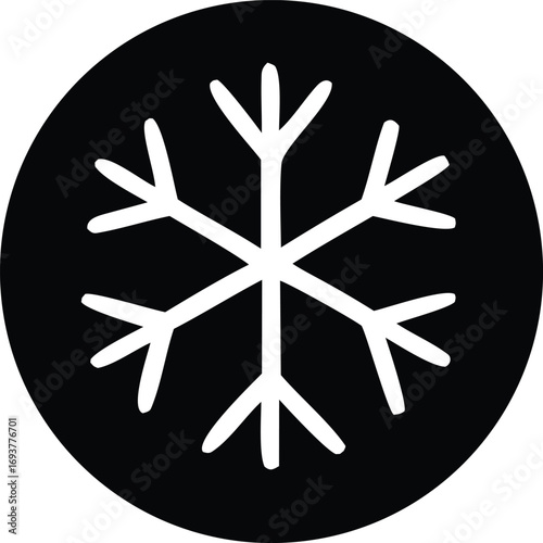 Simple snowflake icon in a circle perfect for winter themes and cold weather graphics seasonality and frosty designs