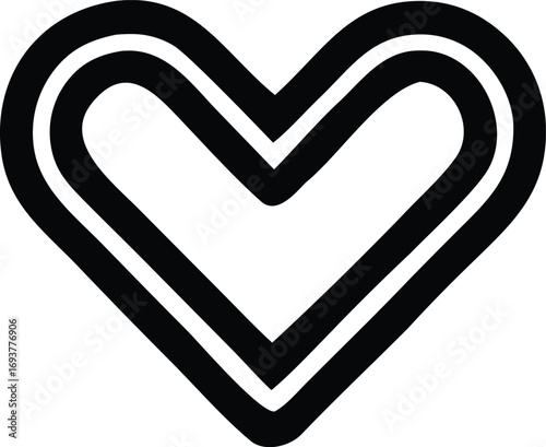 Bold double lined heart shape simple geometric symbol of love and romance iconic valentine day element