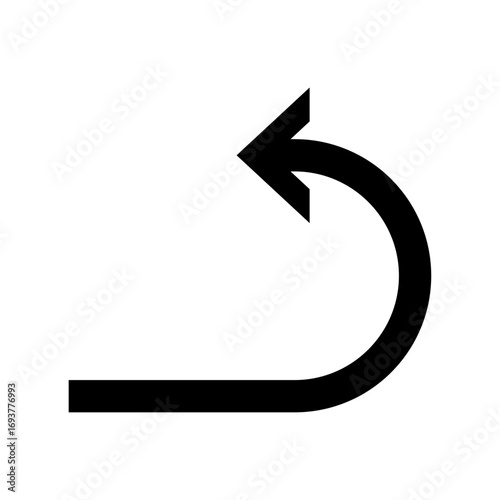 Rounded counter clockwise hook arrow, return, loop-back, or rollback indicator.
