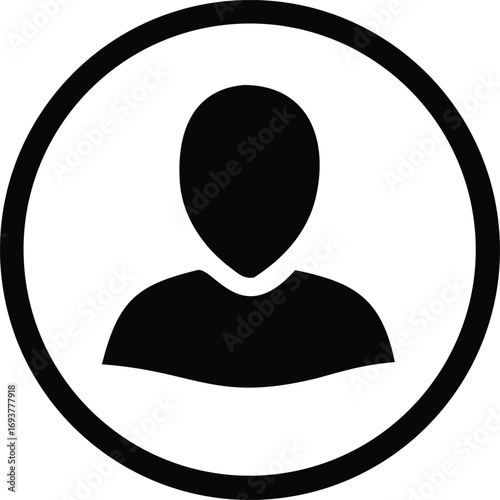 Silhouette user icon simple graphic symbol for profiles accounts personal identification and human representation within a circle