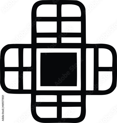 Abstract geometric cross shape icon outline symbol clean modern design element versatile application artistic rendering simple structure graphic symbol