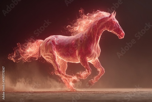 Fiery horse in motion