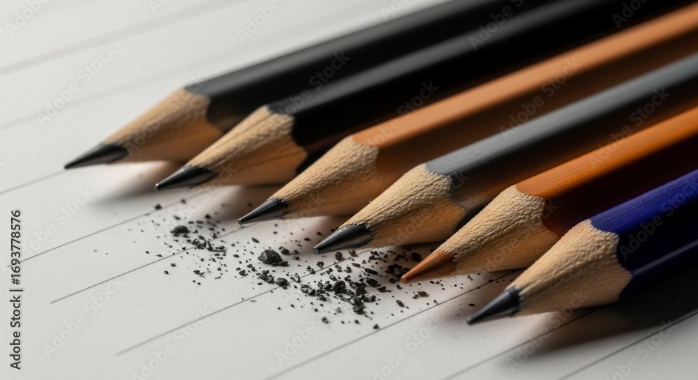 Obraz premium Pencils on Paper - A Close-Up of Writing Tools.