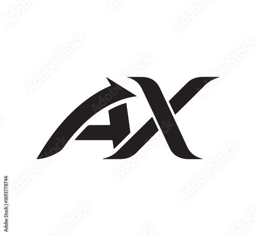 Dynamic ax monogram logo symbol modern abstract letterform design concept